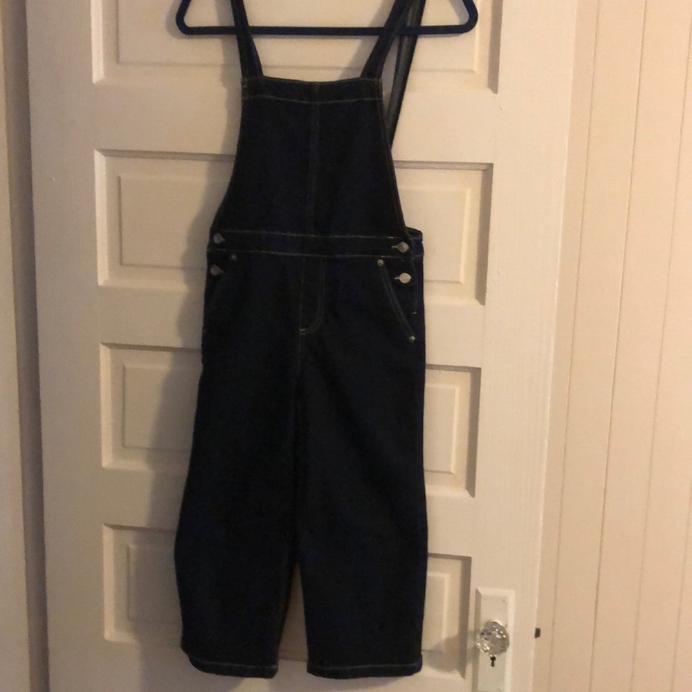 EUC FREE ASSEMBLY overalls, Girls size 7, dark denim